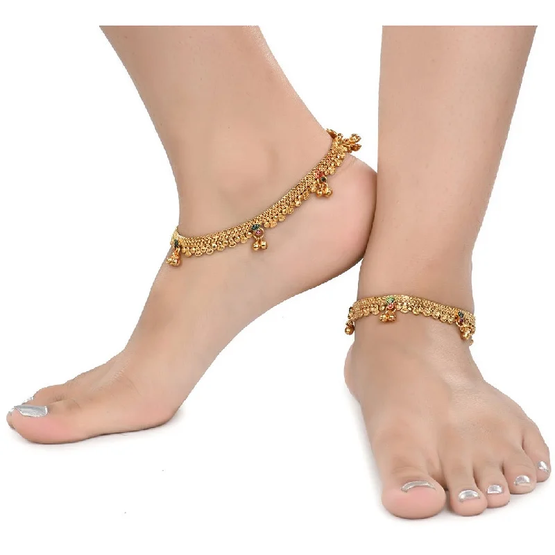 multi-layer anklet for women-AanyaCentric Gold Plated Traditional Anklets Payal - Classic and Stylish for Women and Girls