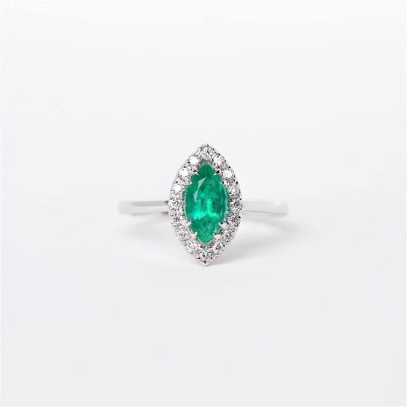 wedding rings and engagement rings for women-The Sienna - 18K Colombian Emerald and Diamond ring