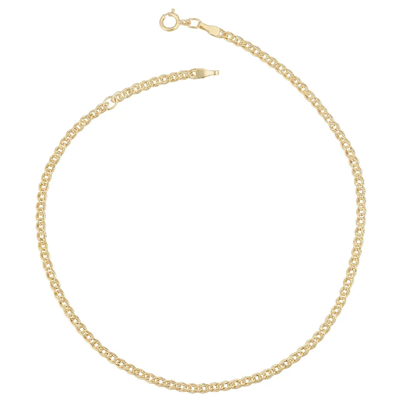 black anklet for women-Fremada 10k Yellow Gold 2.4-mm Hollow Inner Link Adjustable Anklet