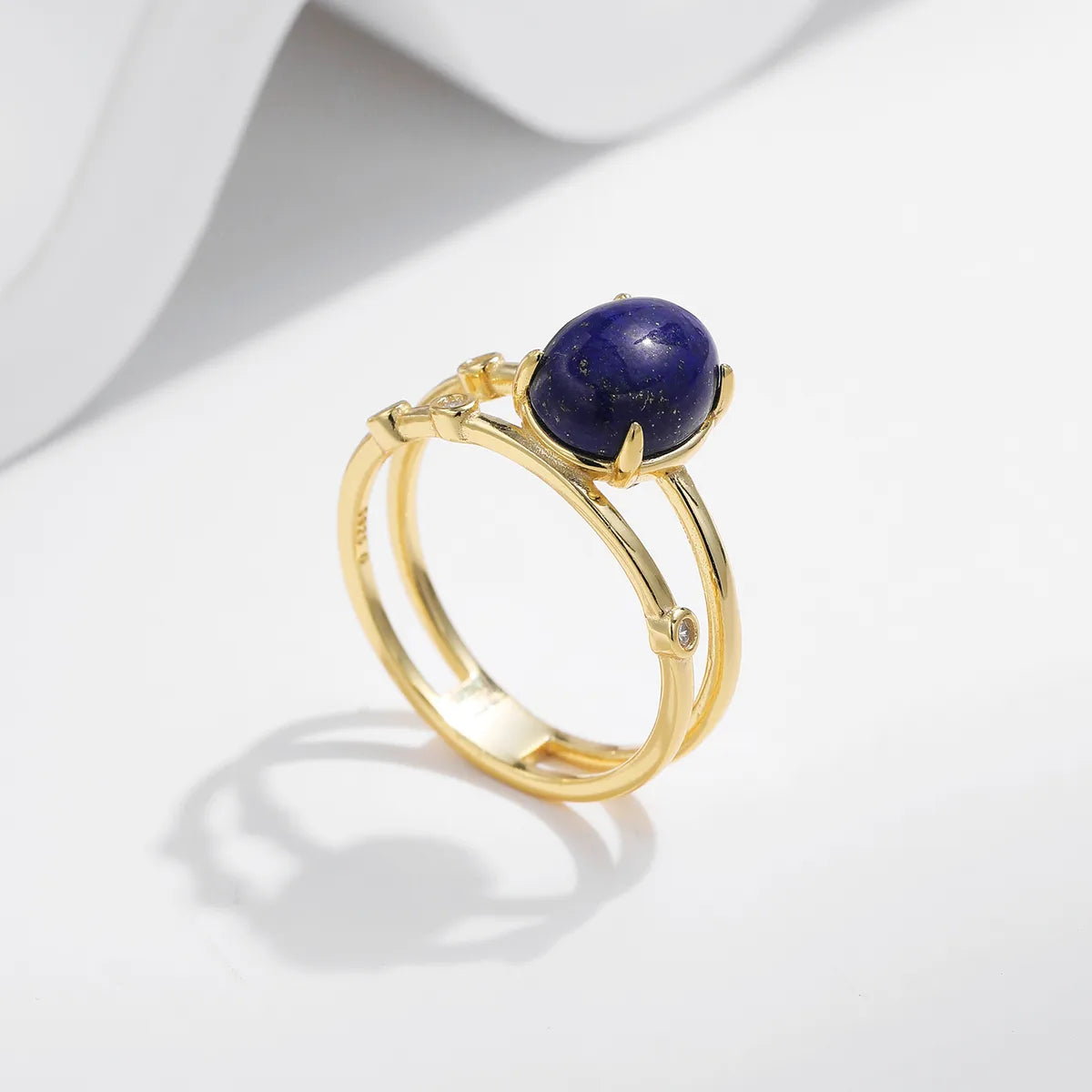 sapphire rings for women-Sterling Silver 14K Gold Plated Simple Style Classic Style Commute Inlay Oval Lapis Lazuli Rings