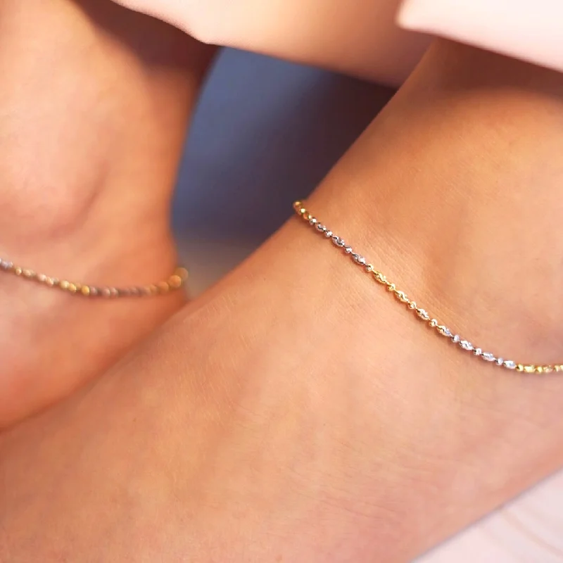 anklet with shells for women-Triple Tone Weave Chain 925 Silver Anklet