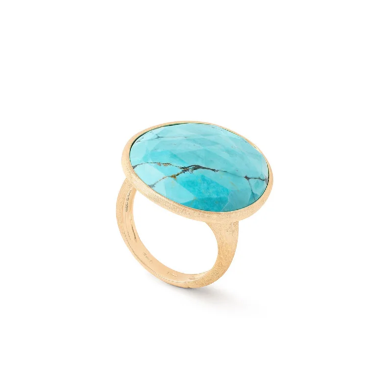 silver-plated rings for women-Marco Bicego Lunaria Cocktail Turquoise Ring