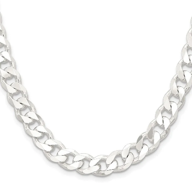 chunky anklet for women-Curata 925 Sterling Silver Solid Polished 9mm Curb Chain Anklet 9 Inch Lobster Claw