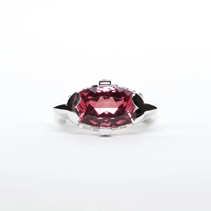 custom-made engagement rings for women-The Hannah - 18K Red Spinel and Diamond Ring