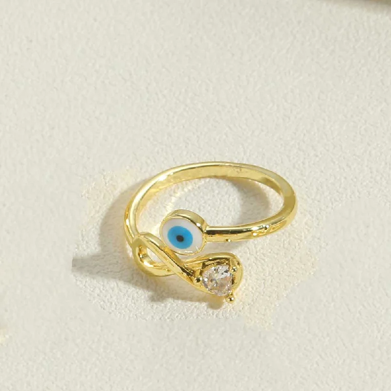 gold rings for women-Simple Style Devil's Eye Copper Enamel Zircon 14k Gold Plated Open Rings