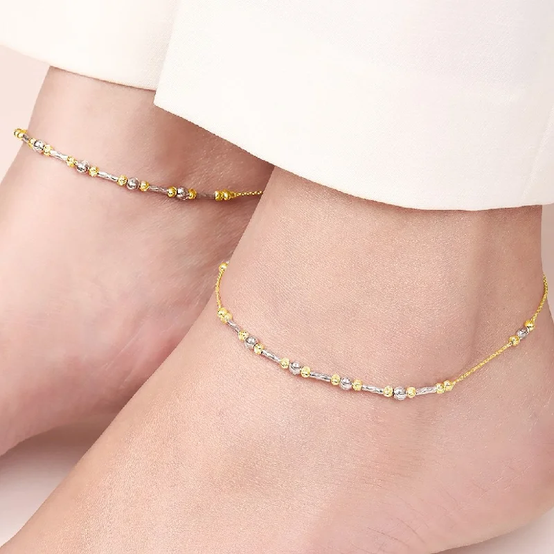 bohemian-style anklet for women-Duo Radiance 925 Sterling Silver Gold & Rhodium Plated Anklet