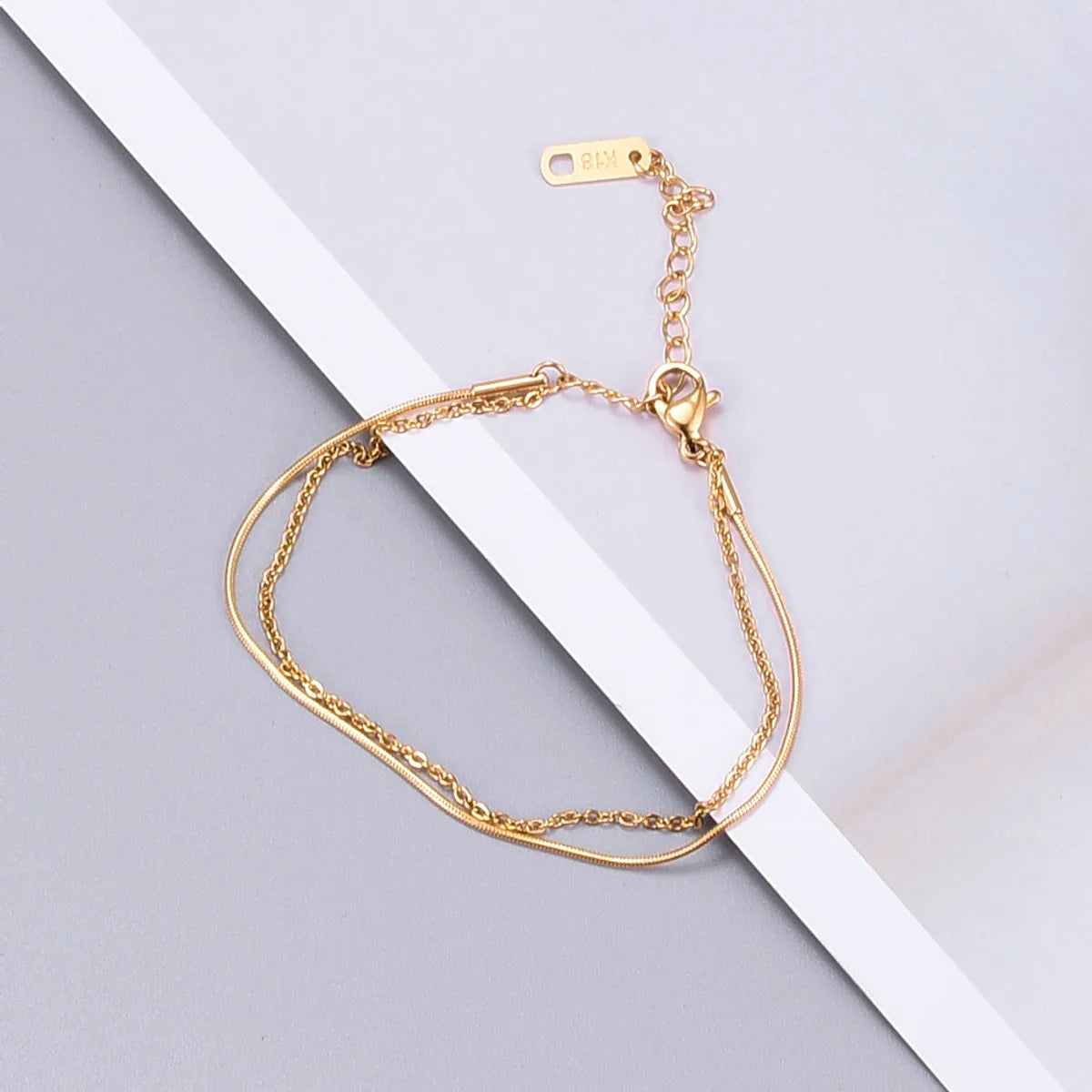 Gold Bracelet (round Snake + Calender Chain)