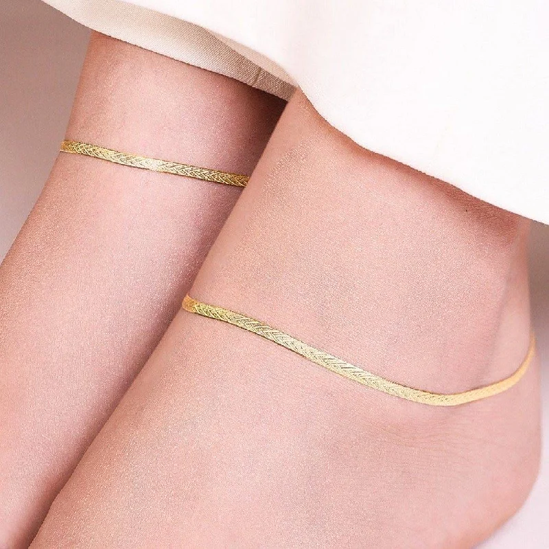 adjustable anklet bracelet for women-Golden Glow 925 Sterling Silver Women's Anklet