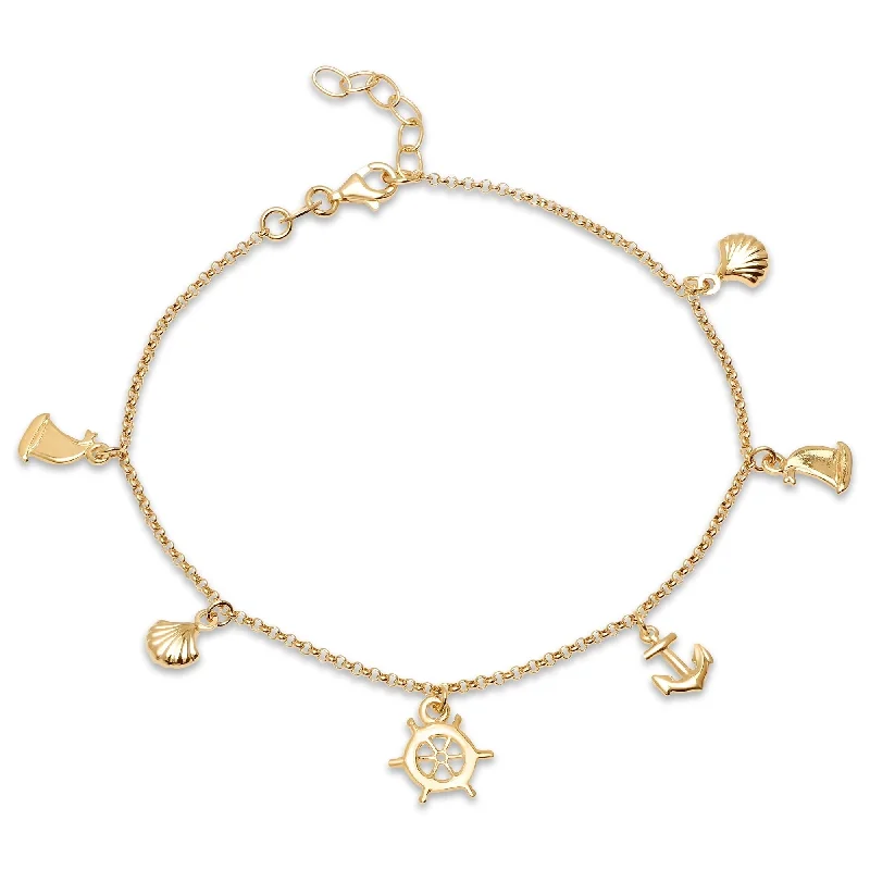 star anklet for women-Sterling Silver Adjustable Nautical Anklet by Roberto Martinez