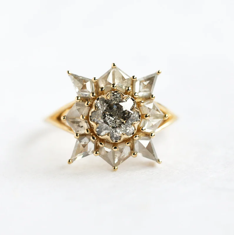 vintage-inspired engagement rings for women-Ottilie Round Salt and Pepper Diamond Ring