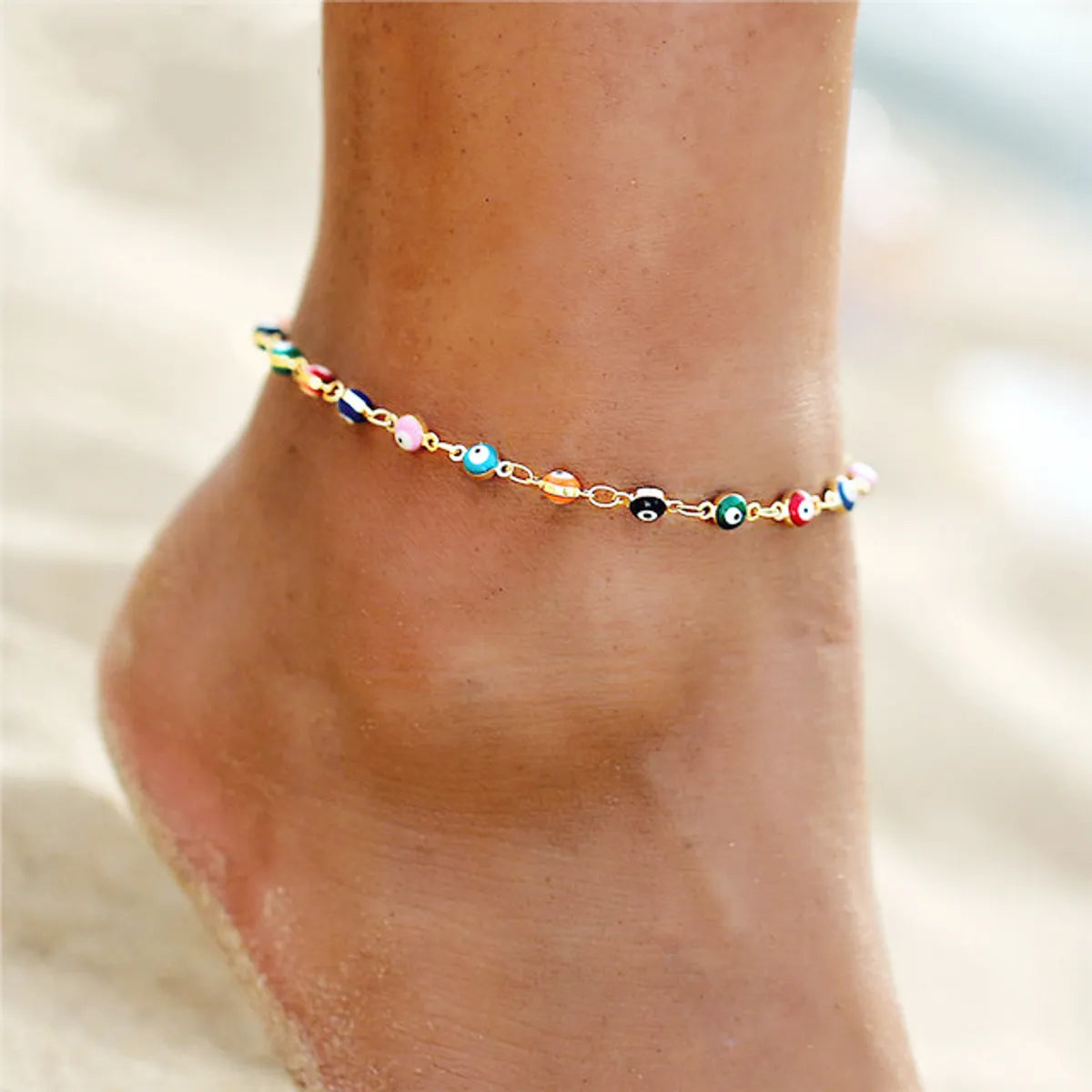 silver-plated anklet for women-Anklet Jewelry Creative Simple  Seven Color Water Drop Devil'S Eye Anklet  Wholesale Nihaojewelry