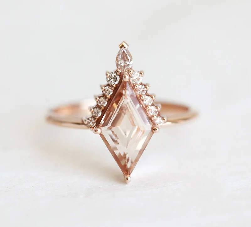 halo engagement rings for women-Amaris Kite Morganite & Diamond Ring