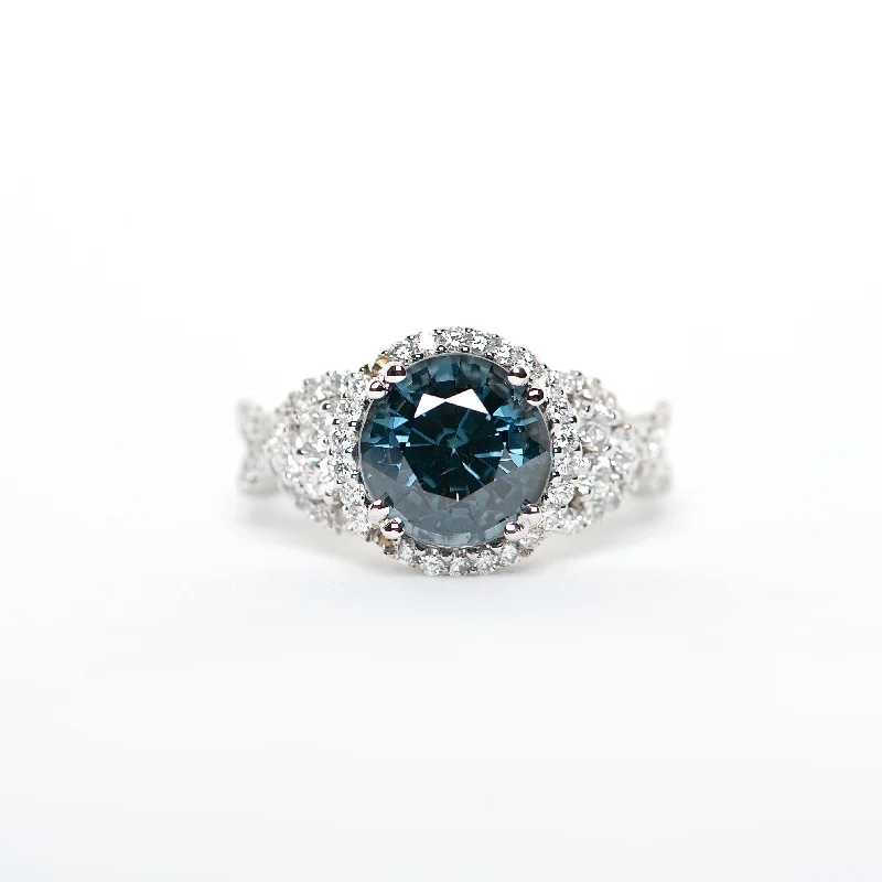 engagement rings for women-The Mia - GIA Certified 18K Blue Spinel and Diamond ring