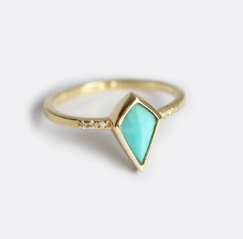 romantic engagement rings for women-Gold Turquoise Ring, Unique Engagement Ring