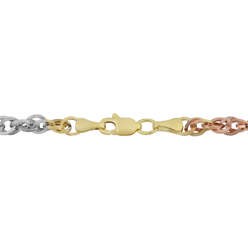 adjustable anklet bracelet for women-Fremada 10k Tri-color Gold Double Cable Link Anklet (10 inches)