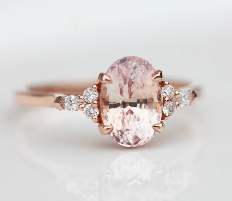 personalized name engagement rings for women-Alessandra Peach Sapphire Diamond Ring