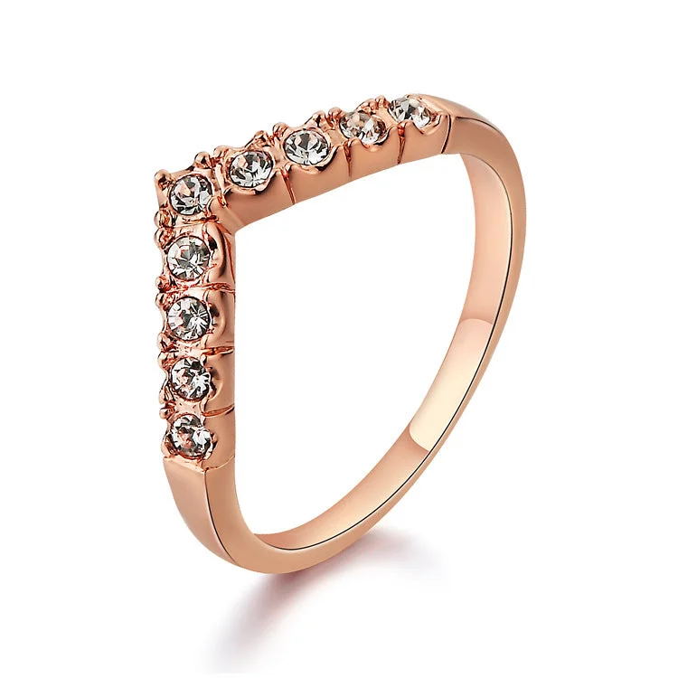 solitaire diamond engagement rings for women-Alloy Korea Geometric Ring  (rose Alloy-5) Nhlj3750-rose Alloy-5