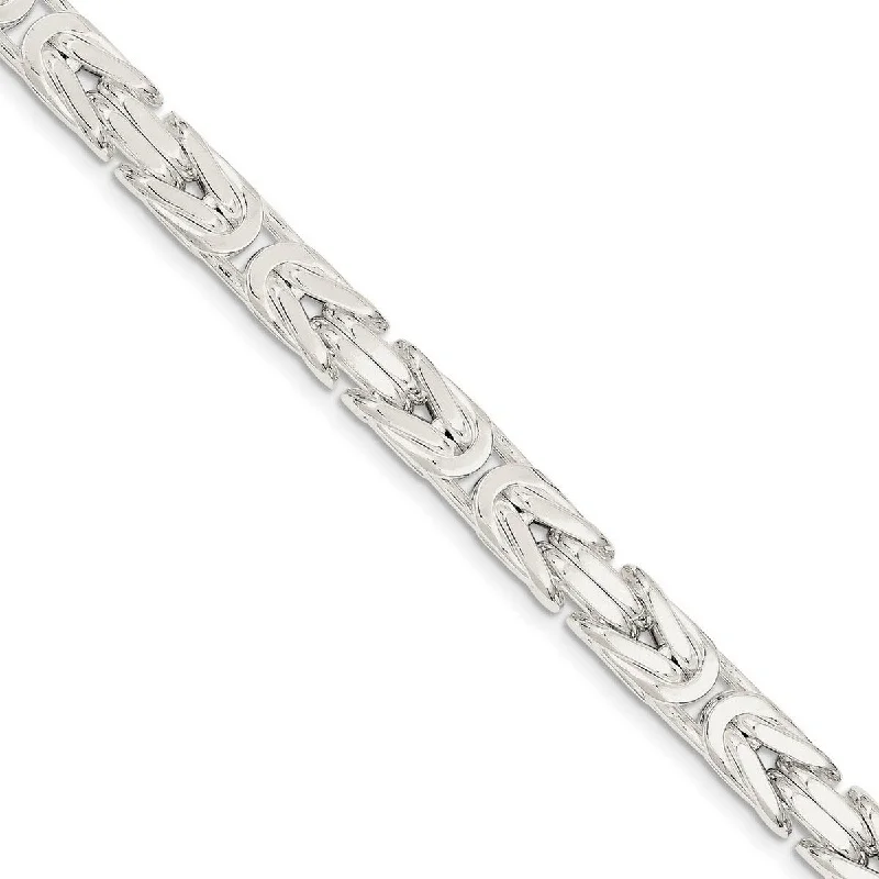 tropical anklet for women-Curata 925 Sterling Silver Solid Polished 8.25mm Square Byzantine Chain Anklet 9 Inch Lobster Claw