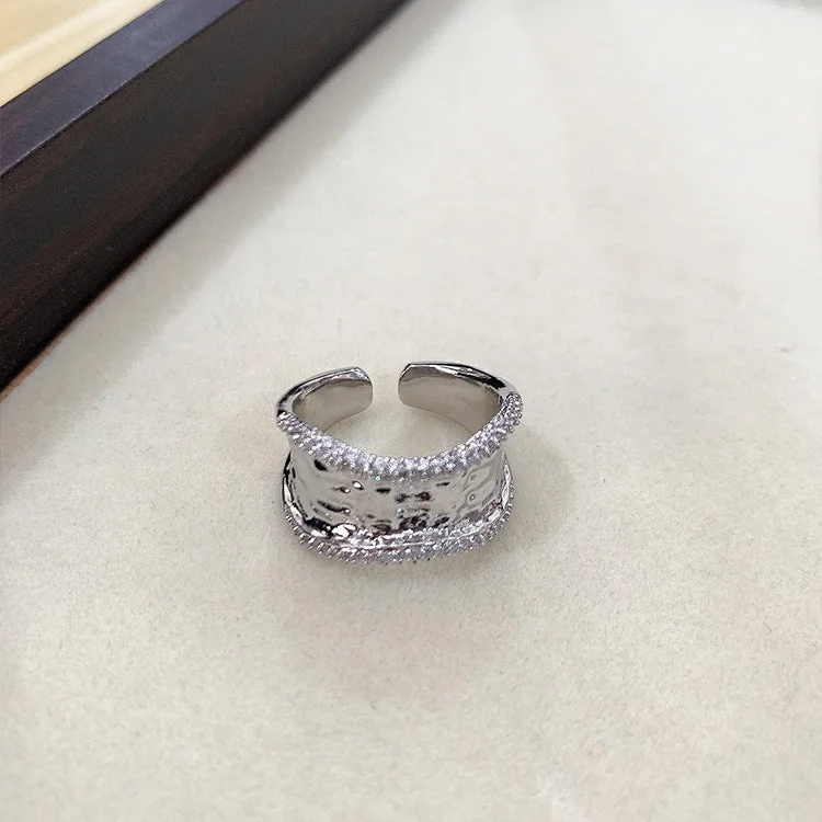 Silver Zircon Double Row Ring