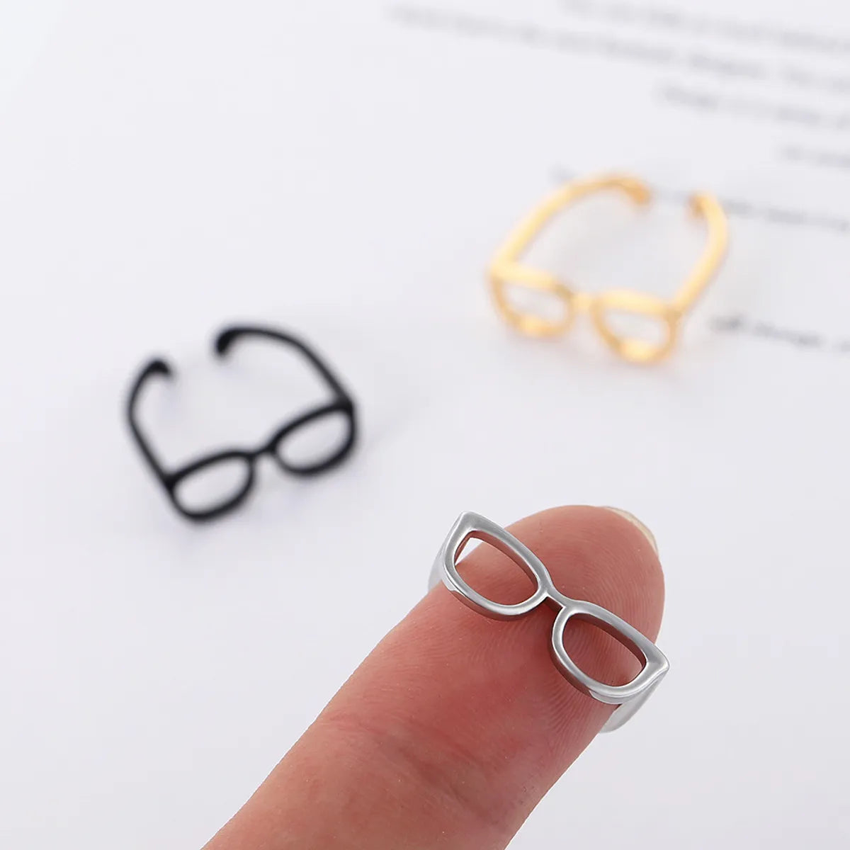 dainty rings for women-Simple Style Glasses Copper Open Ring In Bulk