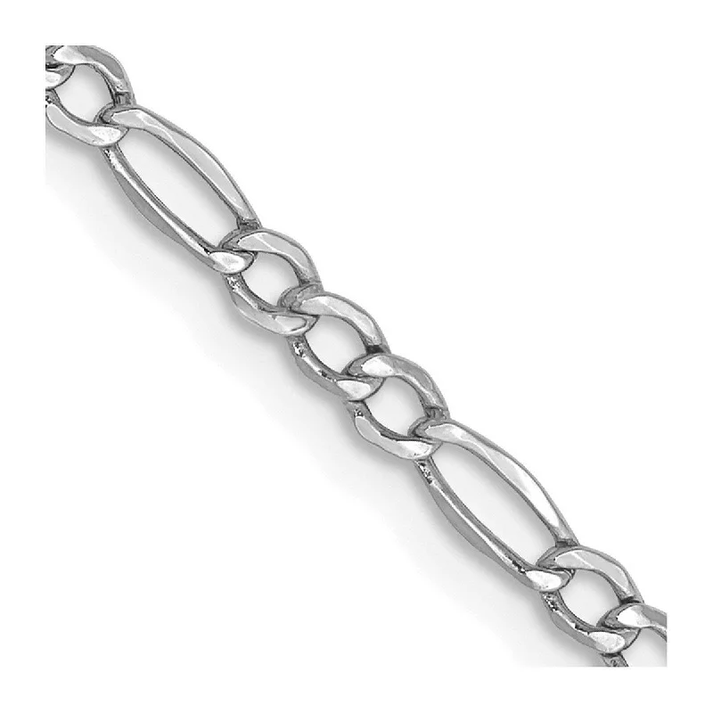 gemstone anklet for women-Curata Women's 14k 2.5mm White Gold Figaro Chain Anklet- 10 Inch