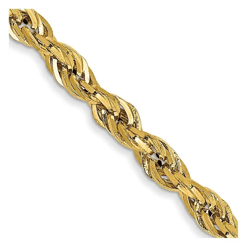 chain anklet for women-Curata 14k Yellow 9" 2.8mm Semi solid Rope Chain Anklet