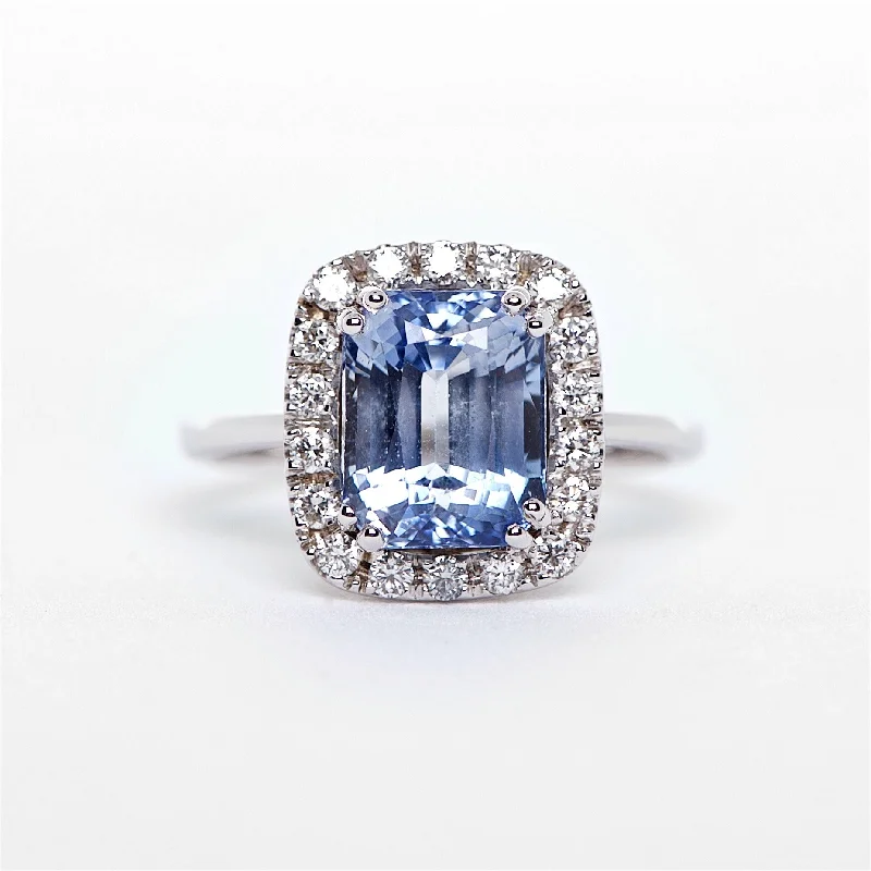 modern engagement rings for women-The Celestial - GIA Certified 18K Blue Sapphire & Diamond Ring