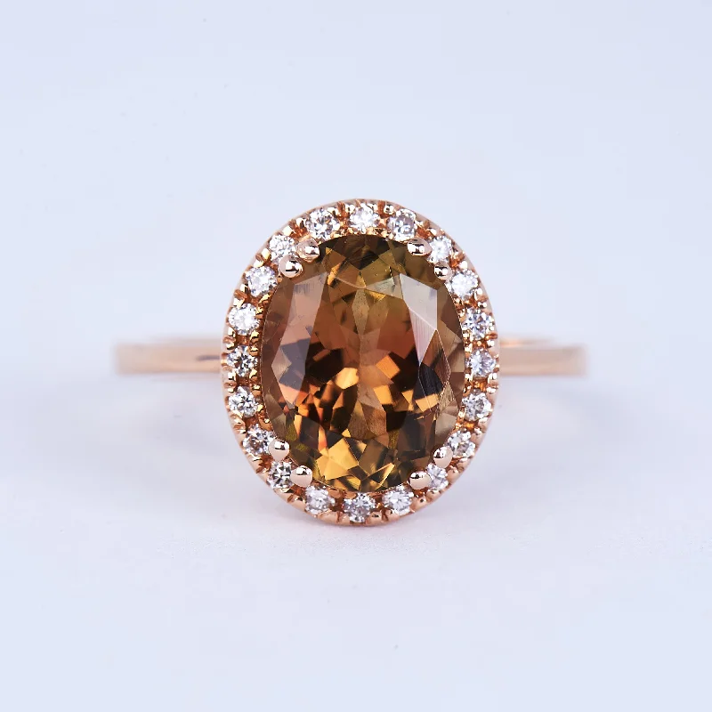 gold engagement rings for women-The Latrice - 14K Tourmaline and Diamond Ring