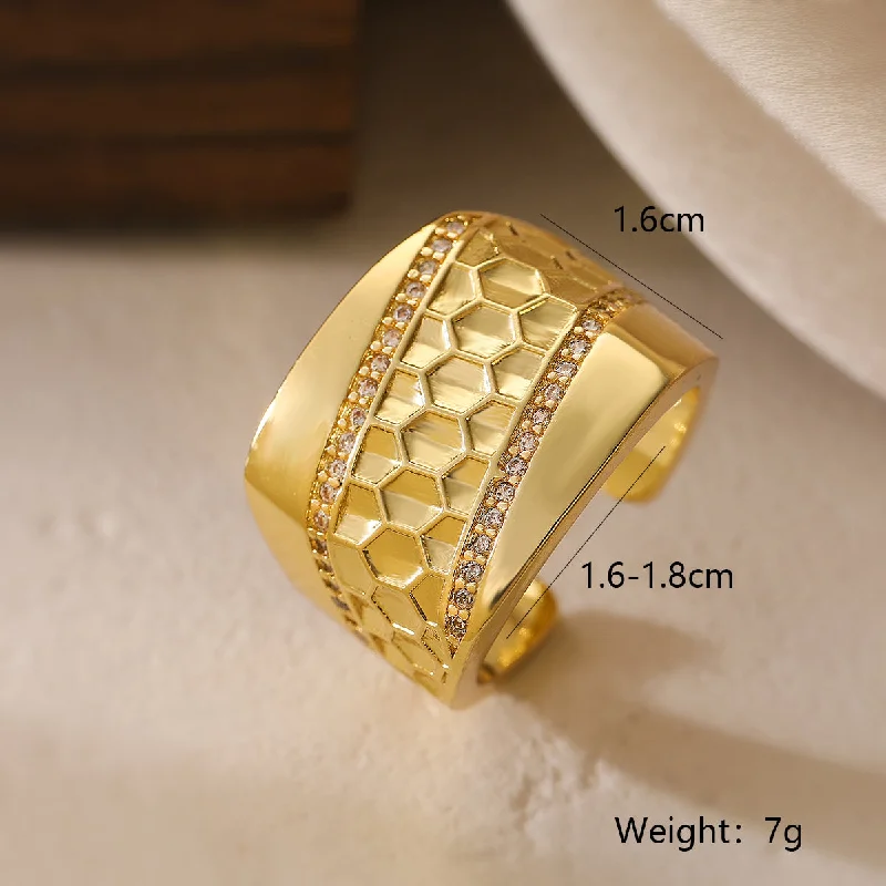 promise engagement rings for women-Wholesale Simple Style Geometric Copper Plating Inlay Zircon Open Rings