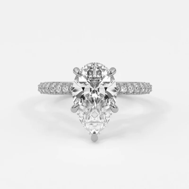 floral diamond engagement rings for women-Pear Diamond Engagement Rings