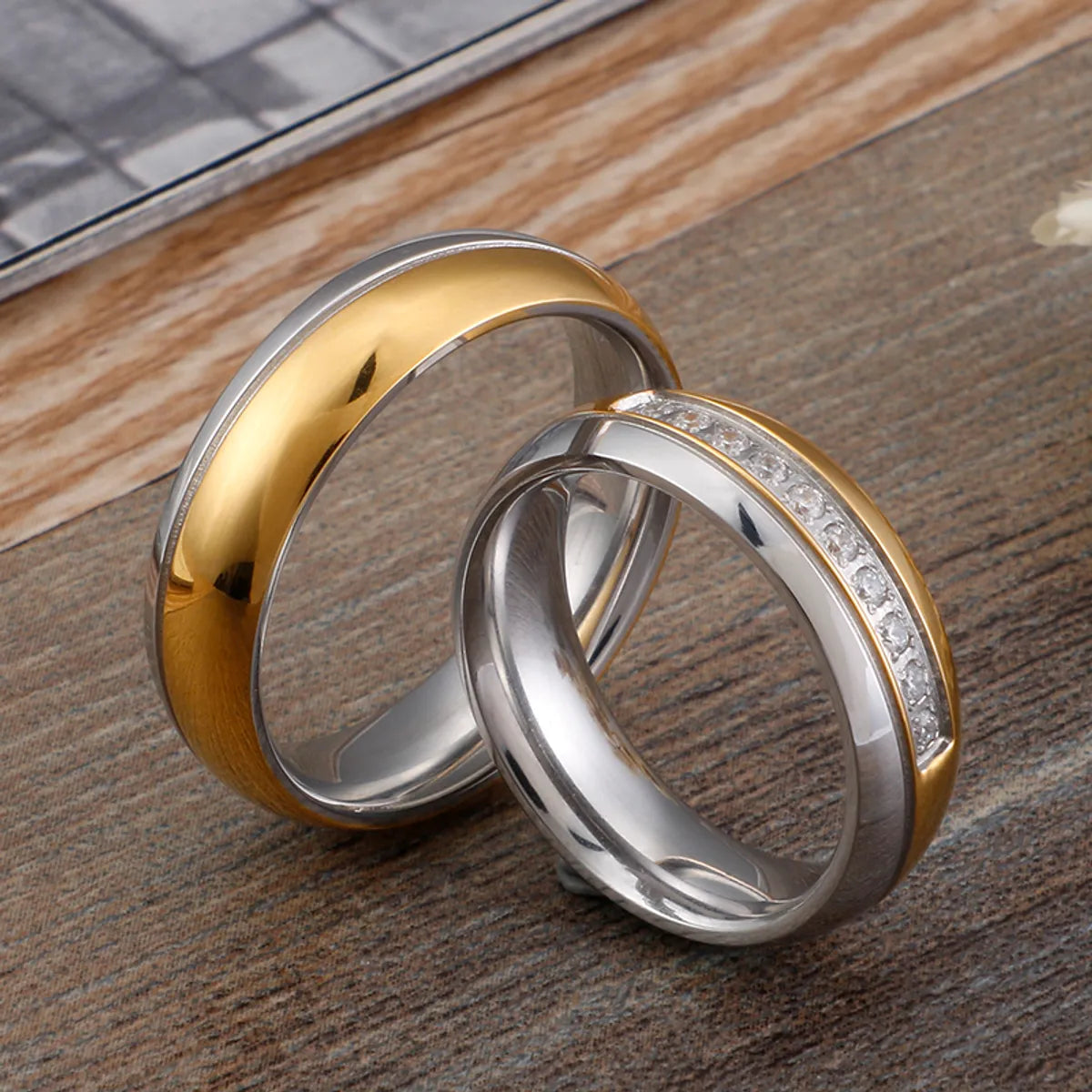 diamond eternity engagement rings for women-Korean Style Geometric Titanium Steel Rings