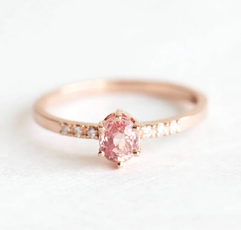 custom engagement rings for women-Eilian Peach Sapphire Diamond Ring