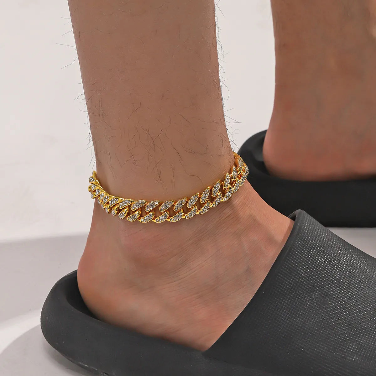 anklet with stones for women-Hip-Hop Punk Geometric Alloy Inlay Rhinestones Unisex Anklet