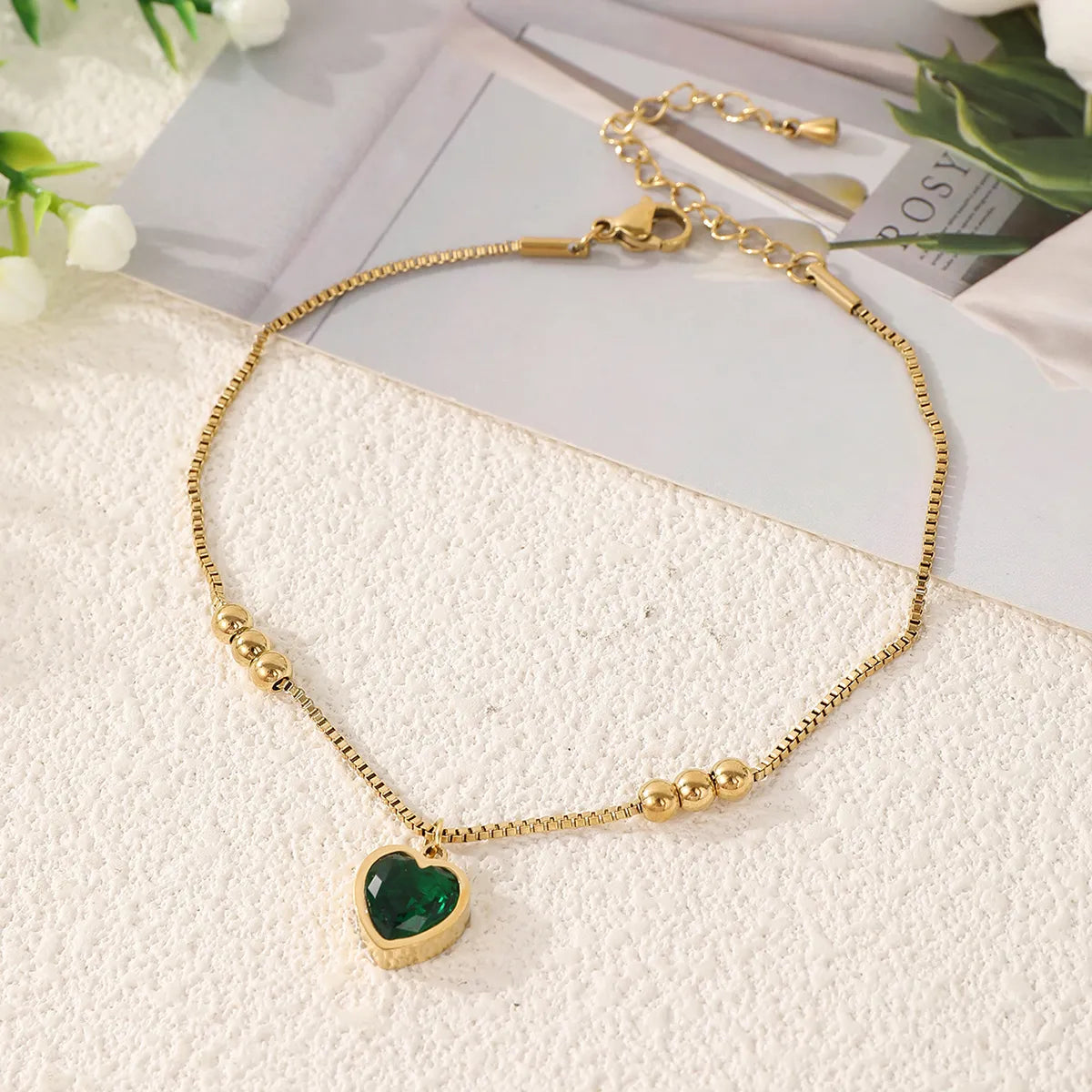 Green Gem Love Anklet