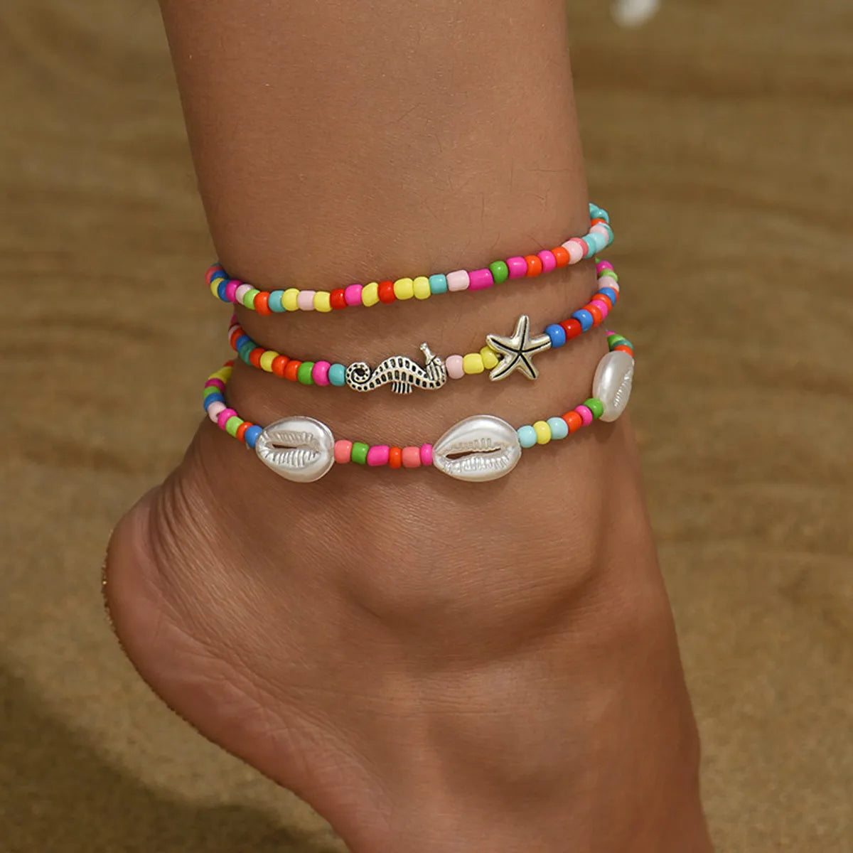 anklet with shells for women-Simple Style Starfish Hippocampus Shell Seed Bead Shell Beaded Women'S Anklet