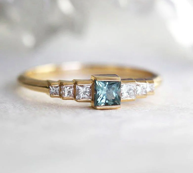 minimalist engagement rings for women-Montana Sapphire Diamond Ring