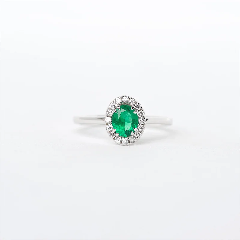 colored sapphire engagement rings for women-The Hope - 18K Colombian Emerald and Diamond Ring