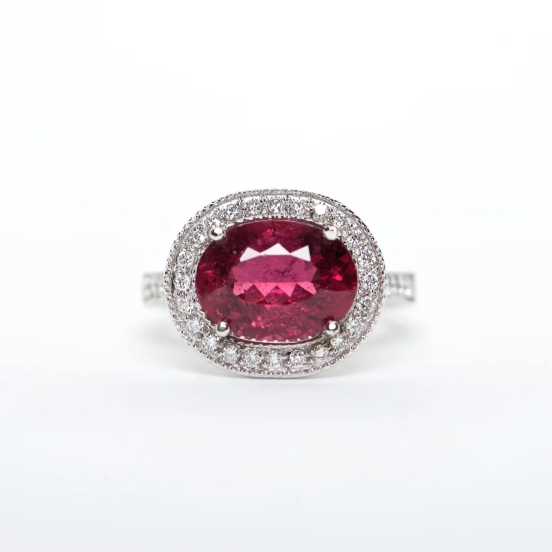 custom engagement rings for women-The kimmy - AAA 18K Rubellite Tourmaline and Diamond ring