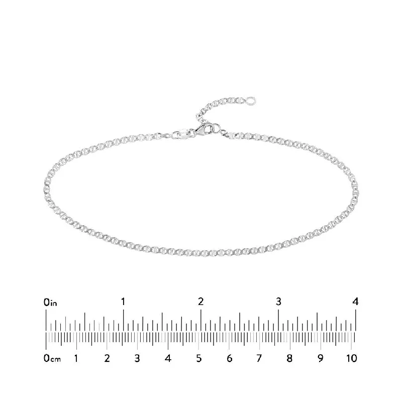 shell anklet for women-Curata 14k White, Rose or Yellow Gold 10" 2.2mm Flat Mariner Chain Anklet for Women