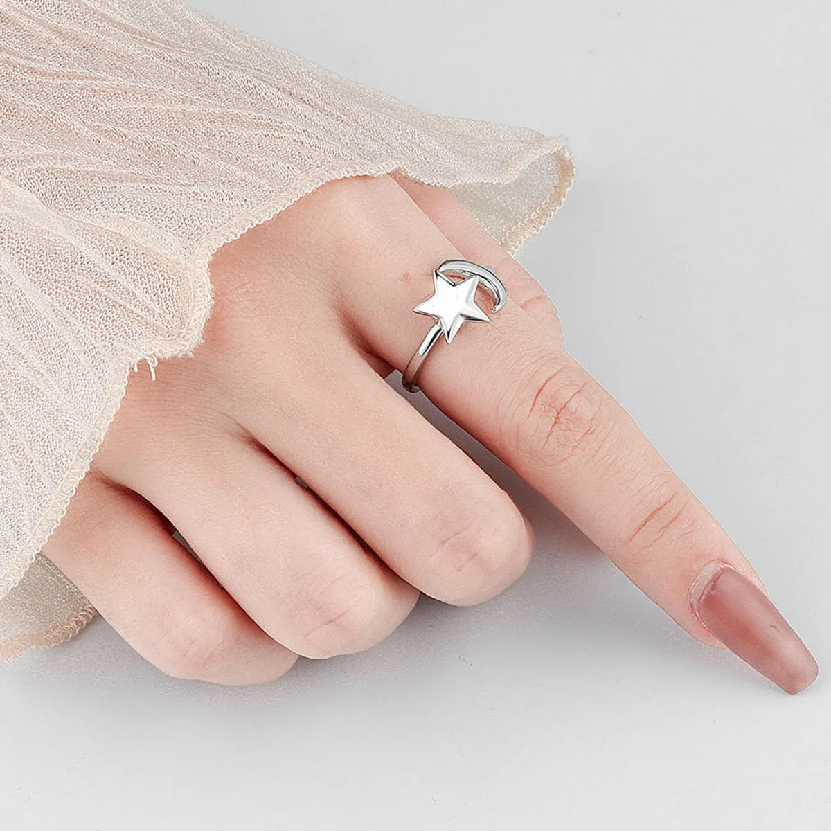 zirconia rings for women-Simple Style Commute Star Moon Copper Plating Open Ring