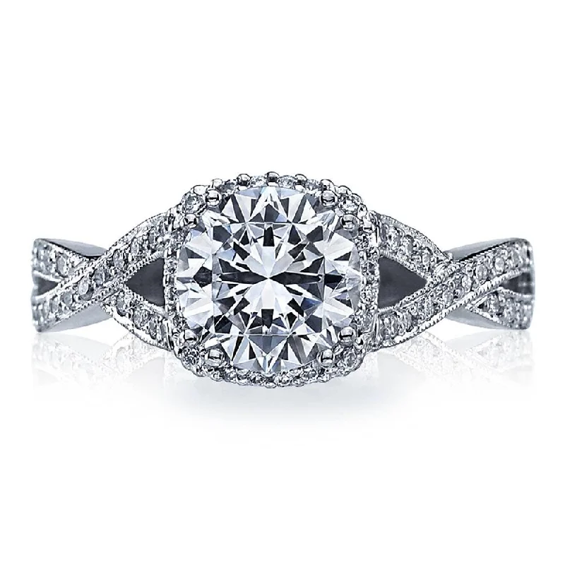 three-band engagement rings for women-Round with Cushion Bloom Engagement Ring