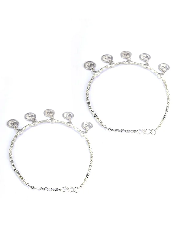 elegant beaded anklet for women-Priyaasi Women German Silver Plated Oxidized Anklets