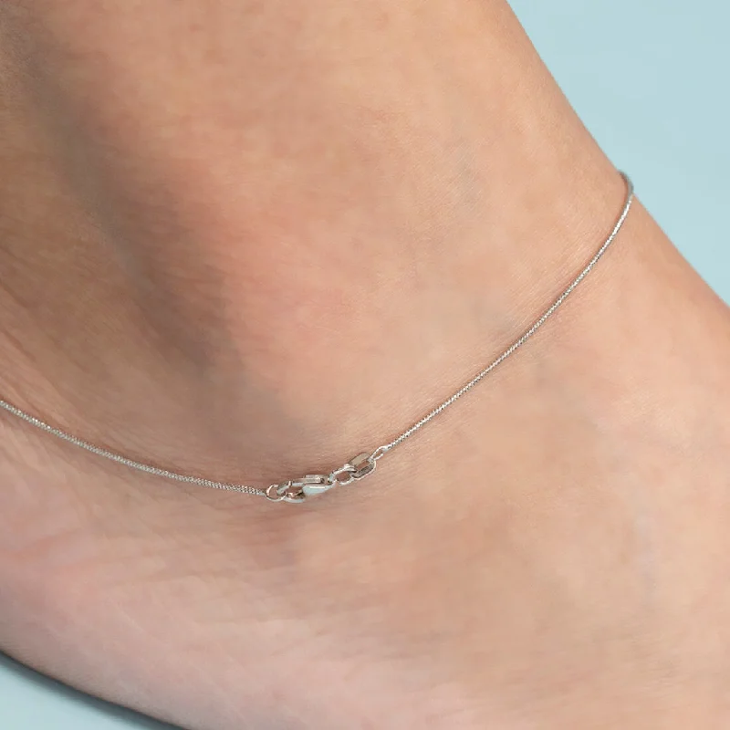 silver-plated anklet for women-Minimal Simple look Chain 925 Silver Anklet