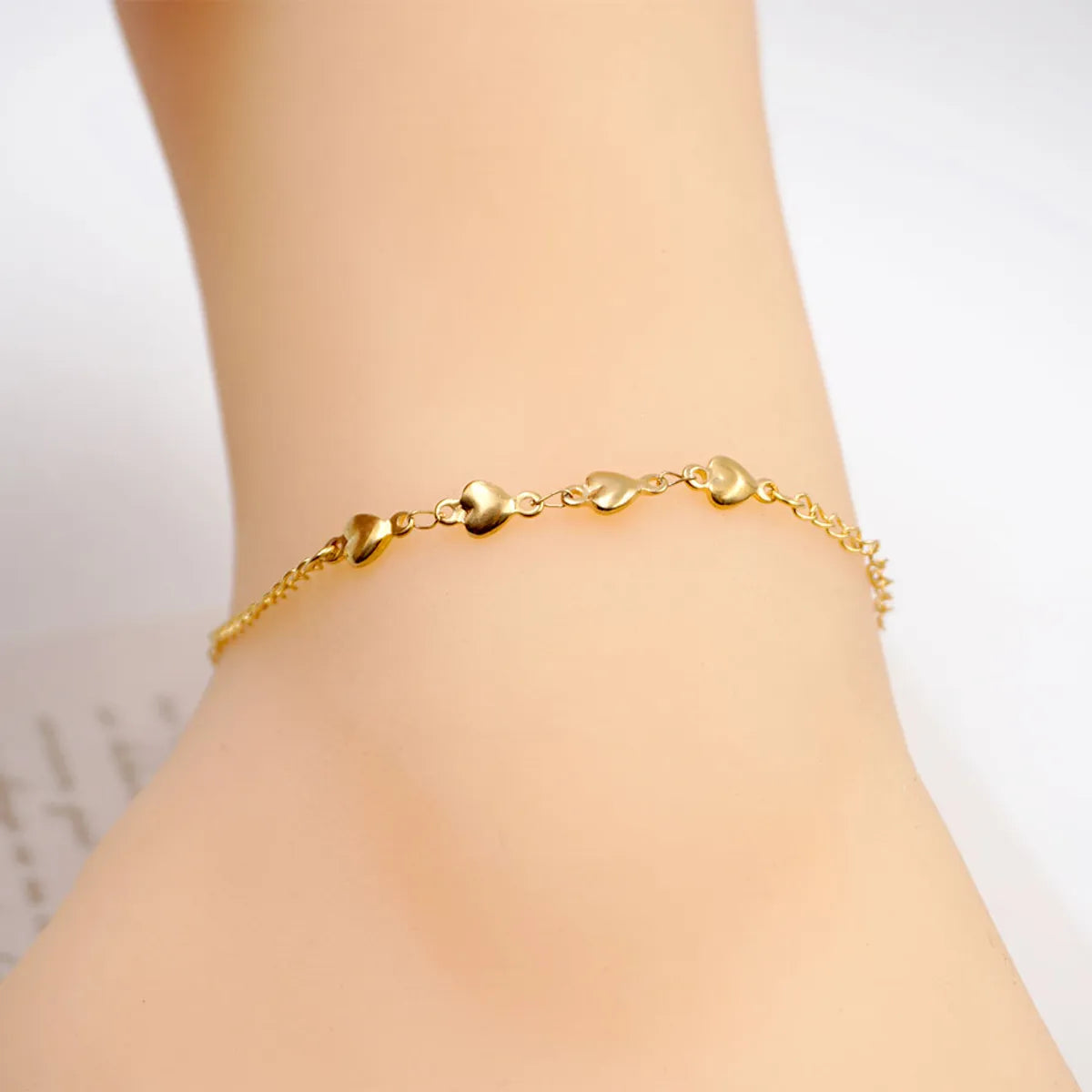 silver heart anklet for women-Casual Tropical Simple Style Heart Shape 304 Stainless Steel Titanium Steel Gold Plated Women'S Anklet