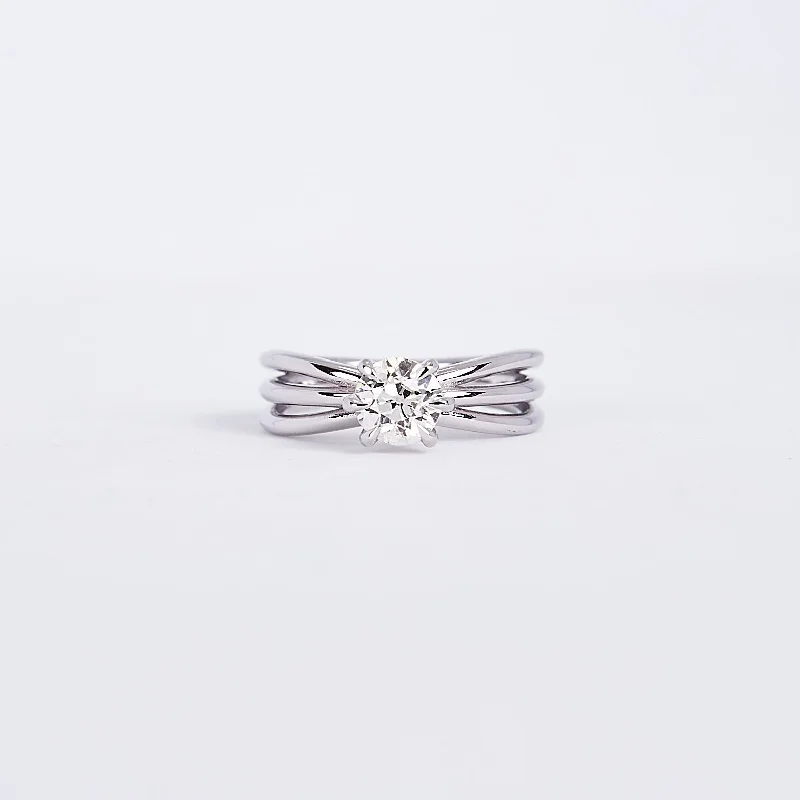 moissanite engagement rings for women-The Analyse - 14K White Gold and Diamond Ring