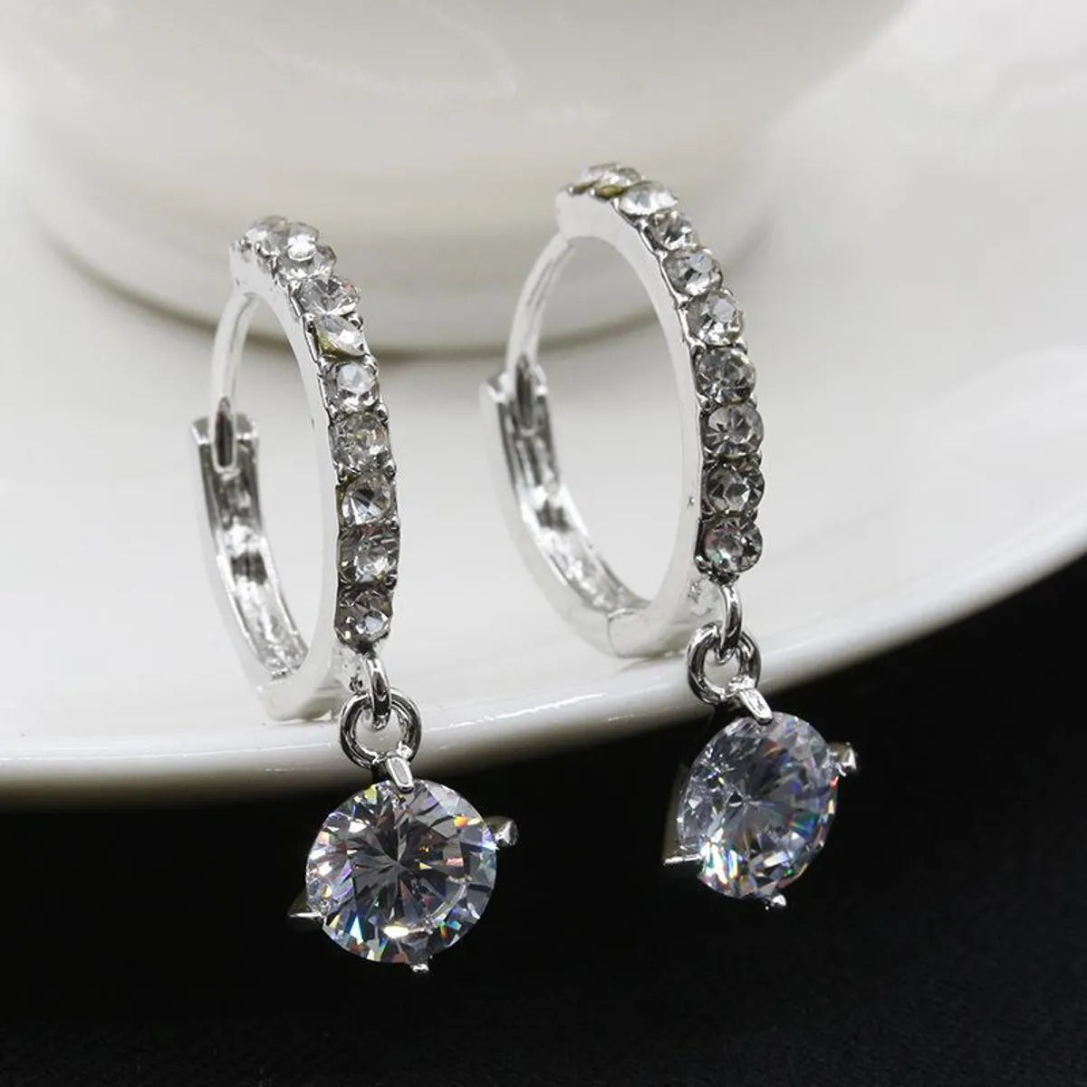 unique solitaire engagement rings for women-Korean Earrings Hearts And Arrows Zircon Earrings Full Diamond Crystal Earrings Wholesale