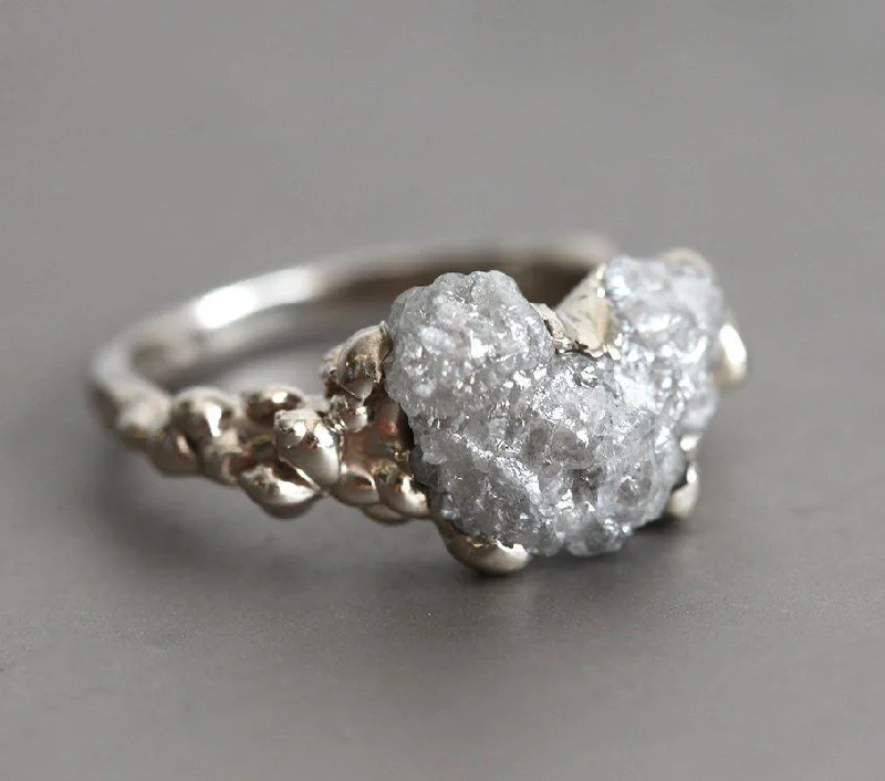 unique solitaire engagement rings for women-Raw Heart Shaped Diamond Ring