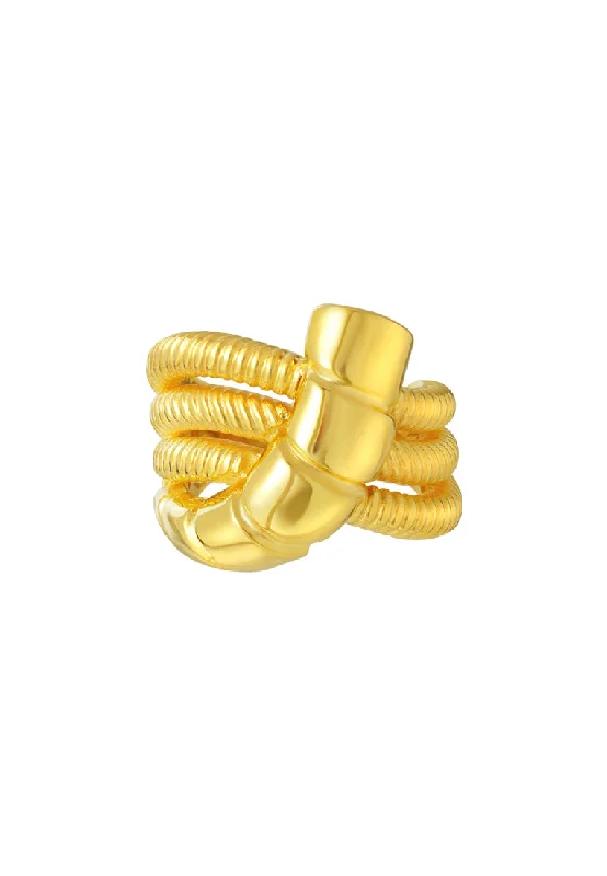 adjustable rings for women-TOMEI Lusso Italia Layered Knot Ring, Yellow Gold 916