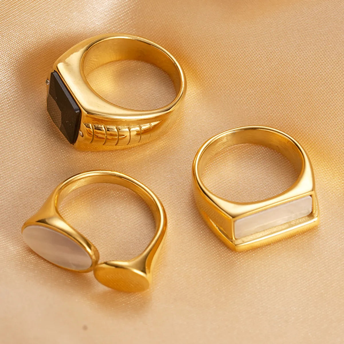 sparkling rings for women-Casual Vacation Twist Stainless Steel Plating Inlay Zircon Gold Plated Rings