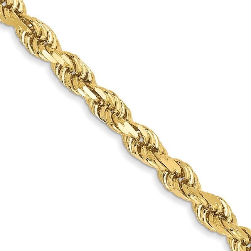 boho charm anklet for women-Curata 10k Yellow Gold Solid 3mm Handmade Sparkle Cut Rope Chain Anklet 9 Inch